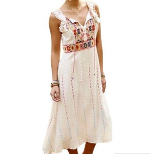 Altar'd State Andrea Llama Bohemian Embroidered Maxi Dress Large Festival Party